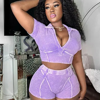 Lilac 2 piece shorts set